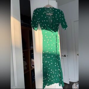 Green Polka Dot Wrap Dress